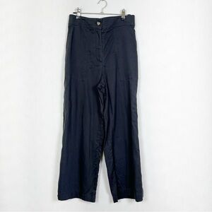 Club Monaco Women’s Charcoal Grey Wide Leg Cupro Linen‎ Pants Size 4